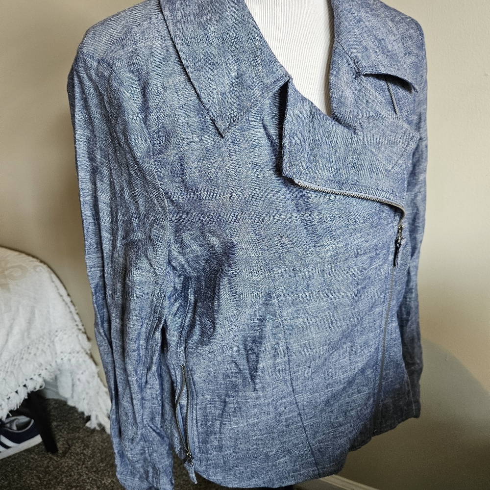Max Studio Light Blue Denim-Style Jean Jacket - Picture 10 of 14